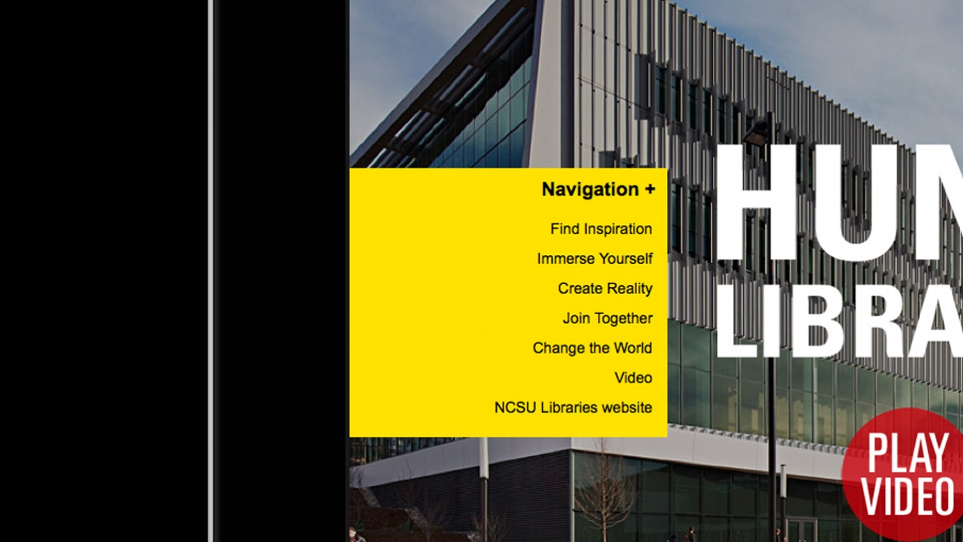 Screencap of the Hunt Library site's yellow navigation
