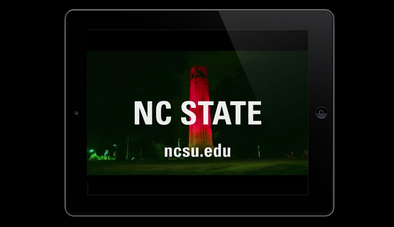Screencap of end of video that says 'NC State'.