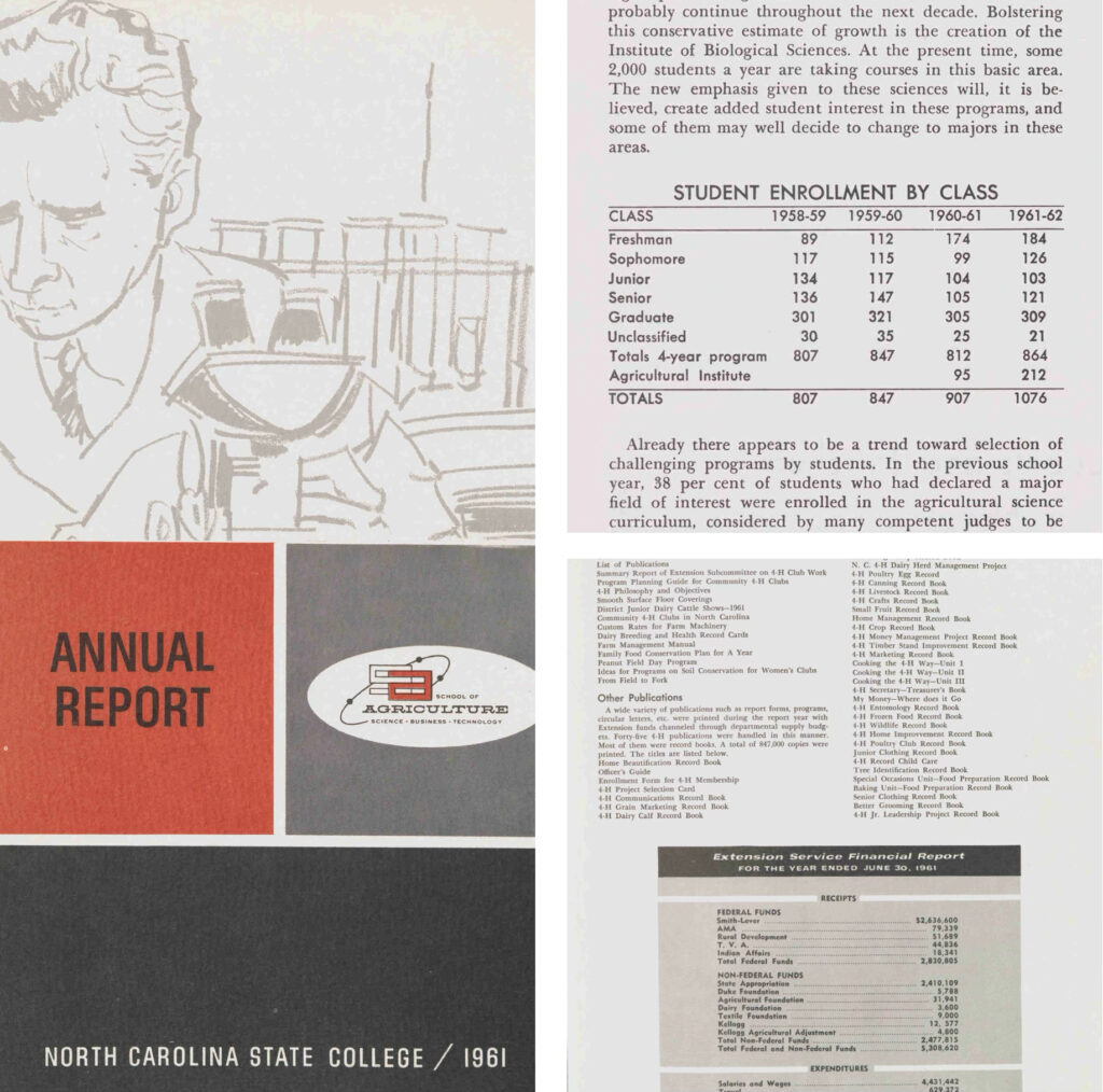 The print layout for a 1960s annual report, designed around a grid system.