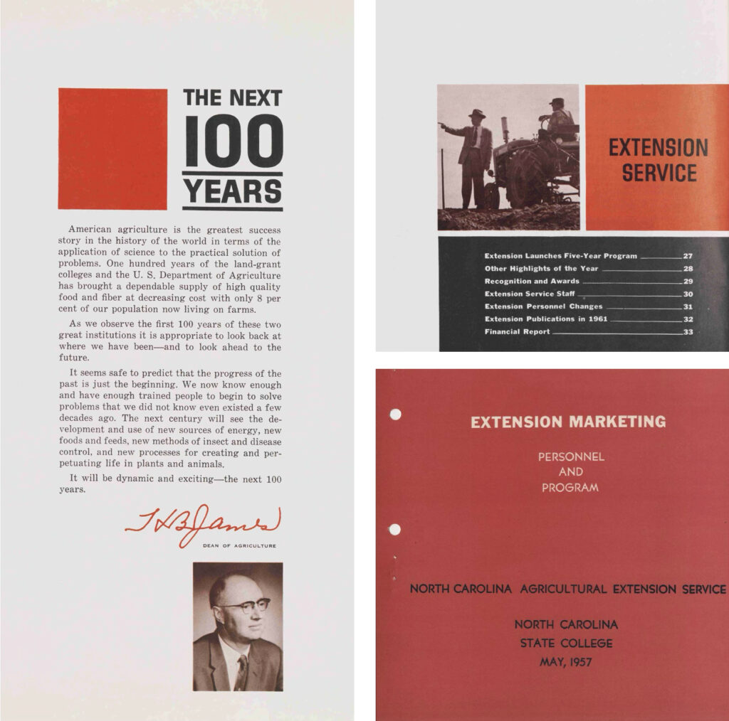 A layout from a past annual report using bold blocks of red and gray.