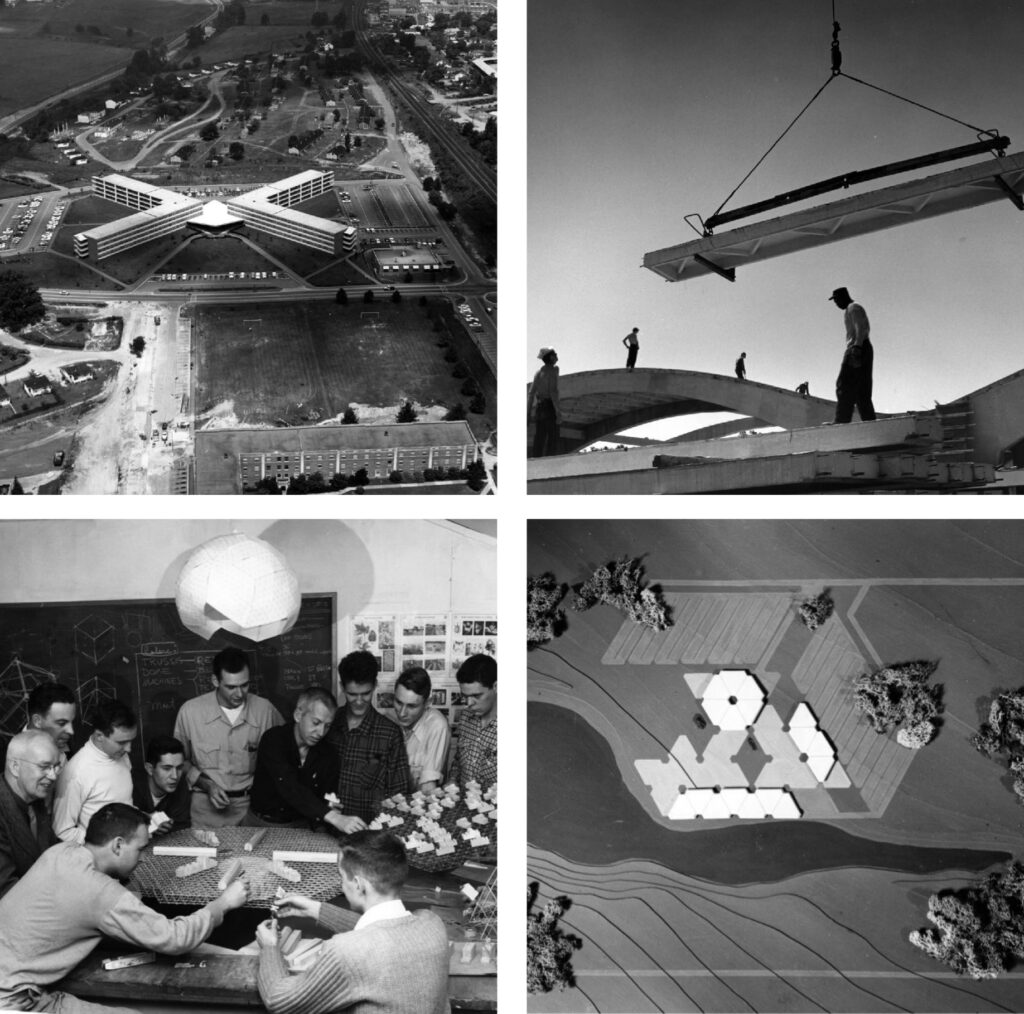 A collage showing NC State architecture from the 20th century.