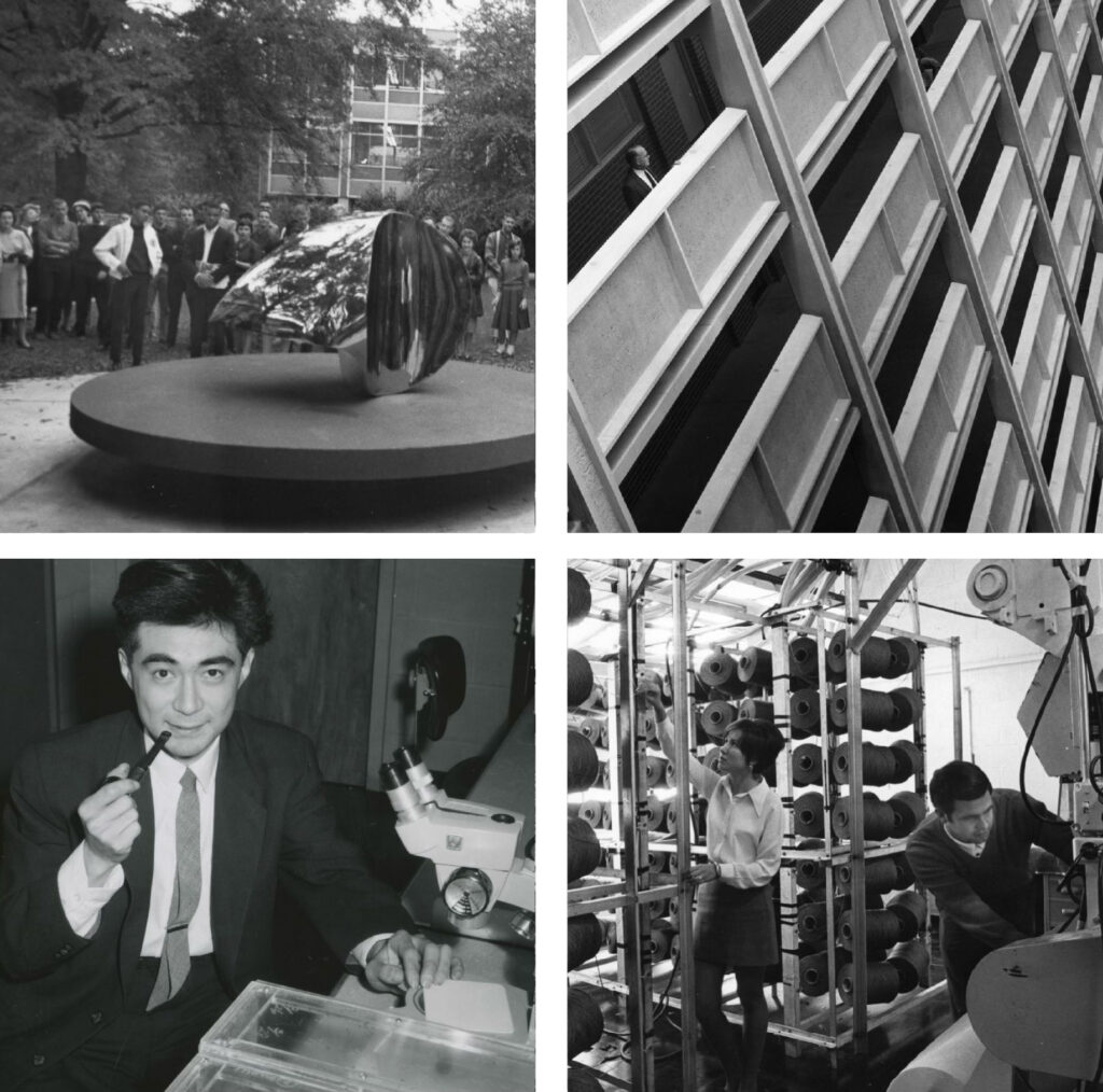 A collage showing NC State architecture from the 20th century.
