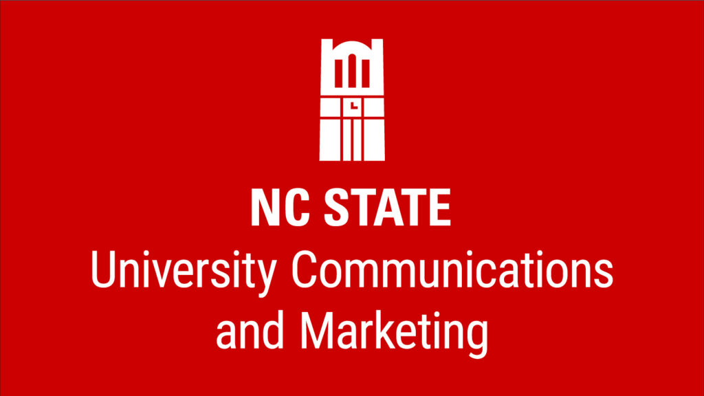 A Belltower icon closely above the text "NC State University Communications and Marketing."