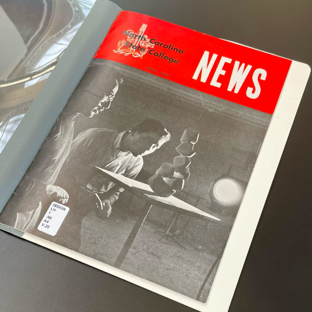 A past masthead of NC State News, which featured a red brick with white type — similar to today's university logo.