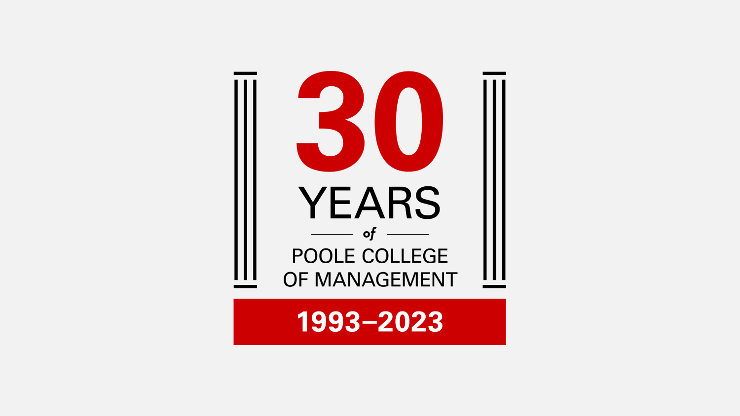A logo to mark Poole College of Management's 30th anniversary.