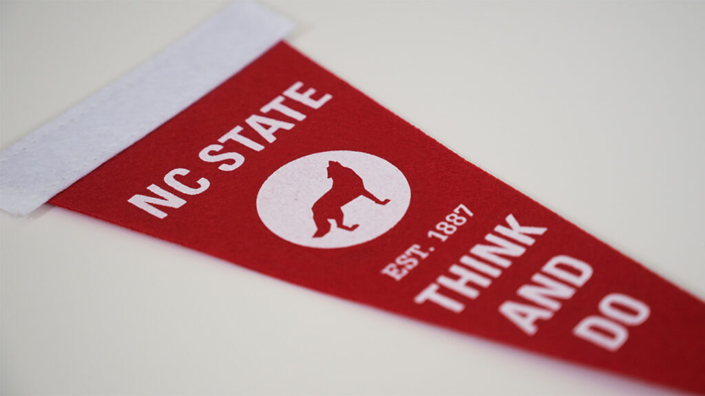 A pennant with the circle wolf.