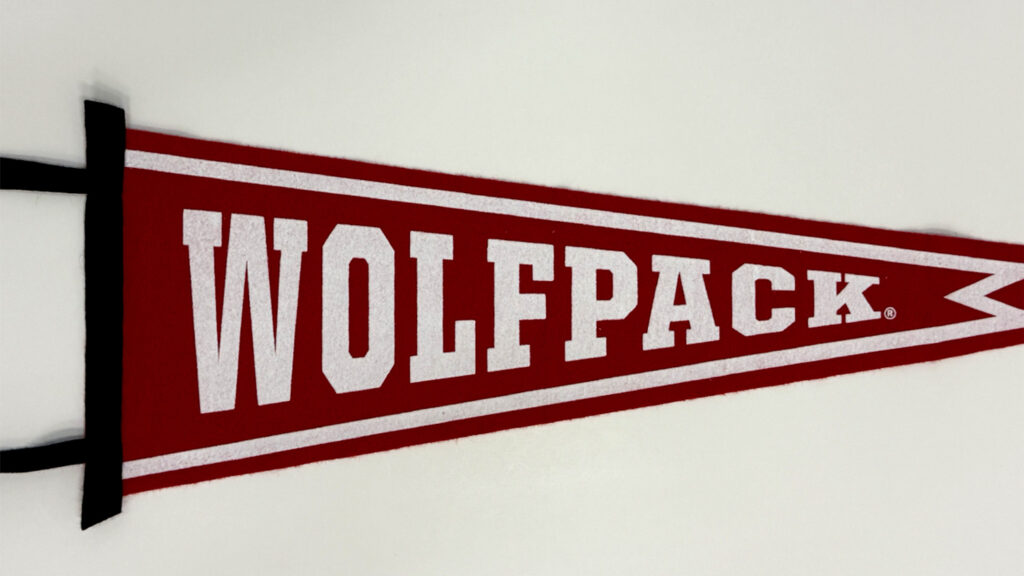 A Wolfpack pennant using United Serif font.