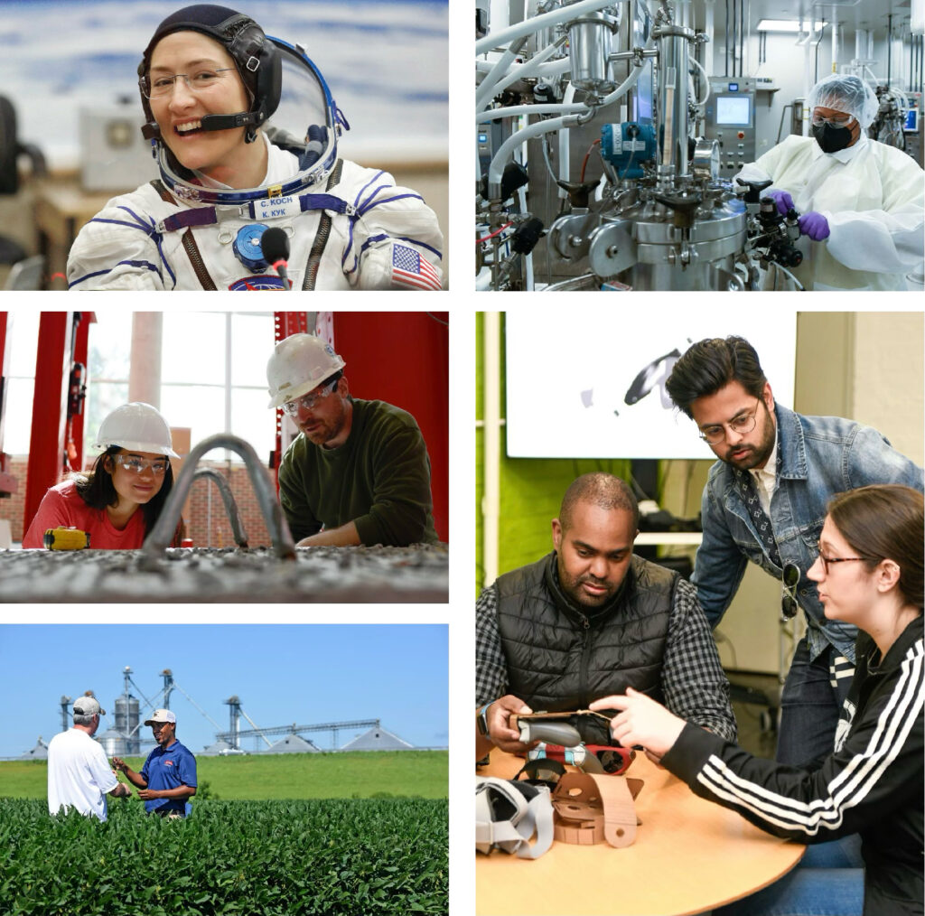 Members of the Wolfpack engaging in work in the lab, the classroom, the field and even outer space.